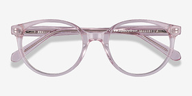 Trust Clear Pink Acétate Montures de lunettes de vue d'EyeBuyDirect, Vue Rapprochée