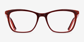 Hedera Burgundy Orange Acétate Montures de lunettes de vue d'EyeBuyDirect, Vue de Face
