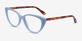 Anastasia Baby Blue & Tortoise Acétate Montures de lunettes de vue d'EyeBuyDirect, Vue d'Angle