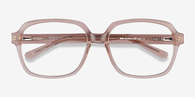 Tompkins Clear Brown Acétate Montures de lunettes de vue d'EyeBuyDirect, Vue Rapprochée