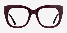 Unique Burgundy & Black Acétate Montures de lunettes de vue d'EyeBuyDirect, Vue de Face