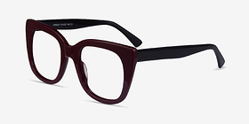 Unique Burgundy & Black Acétate Montures de lunettes de vue d'EyeBuyDirect, Vue d'Angle