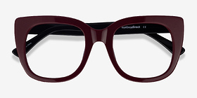 Unique Burgundy & Black Acétate Montures de lunettes de vue d'EyeBuyDirect, Vue Rapprochée