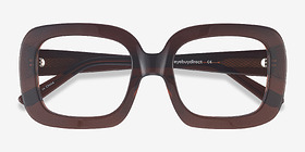 Gloria Brun Acétate Montures de lunettes de vue d'EyeBuyDirect, Vue Rapprochée