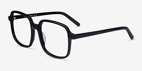 Gaston Noir Acétate Montures de lunettes de vue d'EyeBuyDirect, Vue d'Angle