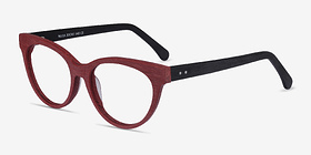 Paula Berry Red Acétate Montures de lunettes de vue d'EyeBuyDirect, Vue d'Angle