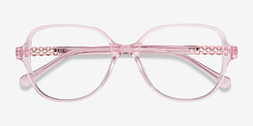 Precious Clear Pink Acétate Montures de lunettes de vue d'EyeBuyDirect, Vue Rapprochée