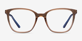 Identical Clear Brown & Blue Plastique Montures de lunettes de vue d'EyeBuyDirect, Vue de Face