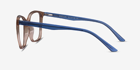 Identical Clear Brown & Blue Plastique Montures de lunettes de vue d'EyeBuyDirect, Vue de Côté