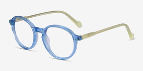 Happy Clear Blue Green Acétate Montures de lunettes de vue d'EyeBuyDirect, Vue d'Angle