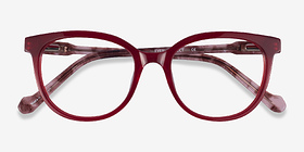 Popcorn Red Floral Acétate Montures de lunettes de vue d'EyeBuyDirect, Vue Rapprochée