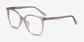Latte Clear Pink Acétate Montures de lunettes de vue d'EyeBuyDirect, Vue d'Angle