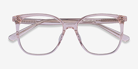 Latte Clear Pink Acétate Montures de lunettes de vue d'EyeBuyDirect, Vue Rapprochée