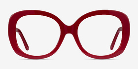 Tess Burgundy Acétate Montures de lunettes de vue d'EyeBuyDirect, Vue de Face