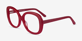 Tess Burgundy Acétate Montures de lunettes de vue d'EyeBuyDirect, Vue d'Angle