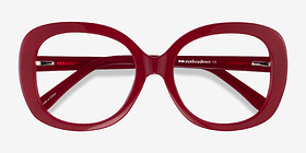 Tess Burgundy Acétate Montures de lunettes de vue d'EyeBuyDirect, Vue Rapprochée