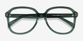 Tripp Clear Green Acétate Montures de lunettes de vue d'EyeBuyDirect, Vue Rapprochée