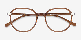 Niagara Clear Brown Métal Montures de lunettes de vue d'EyeBuyDirect, Vue Rapprochée