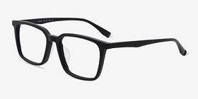 Basic Matte Black Acétate Montures de lunettes de vue d'EyeBuyDirect, Vue d'Angle