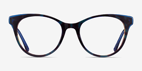 Cloris Blue Tortoise Acétate Montures de lunettes de vue d'EyeBuyDirect, Vue de Face