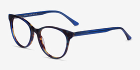 Cloris Blue Tortoise Acétate Montures de lunettes de vue d'EyeBuyDirect, Vue d'Angle
