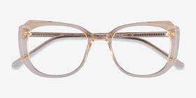 Magnolia Clear Yellow Acétate Montures de lunettes de vue d'EyeBuyDirect, Vue Rapprochée