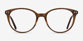 Leonia Clear Brown Acétate Montures de lunettes de vue d'EyeBuyDirect, Vue de Face