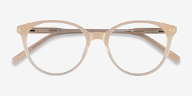 Leonia Jaune pâle Acétate Montures de lunettes de vue d'EyeBuyDirect, Vue Rapprochée