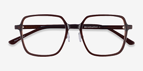 Modern Marron foncé Acétate Montures de lunettes de vue d'EyeBuyDirect, Vue Rapprochée