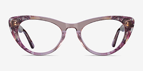 Legato Clear Pink Floral Acétate Montures de lunettes de vue d'EyeBuyDirect, Vue de Face