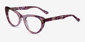 Legato Clear Pink Floral Acétate Montures de lunettes de vue d'EyeBuyDirect, Vue d'Angle