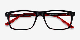 Maestro Black Red Acétate Montures de lunettes de vue d'EyeBuyDirect, Vue Rapprochée