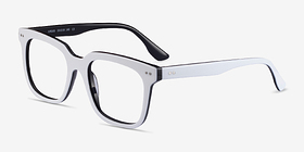 Ursus White Black Acétate Montures de lunettes de vue d'EyeBuyDirect, Vue d'Angle