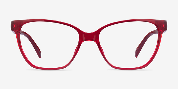 Almond Clear Red Plastique Montures de lunettes de vue