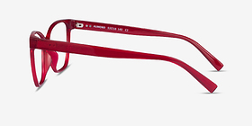Almond Clear Red Plastique Montures de lunettes de vue d'EyeBuyDirect, Vue de Côté