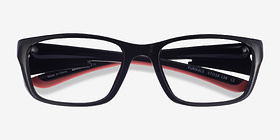 Furnace Black Red Plastique Montures de lunettes de vue d'EyeBuyDirect, Vue Rapprochée