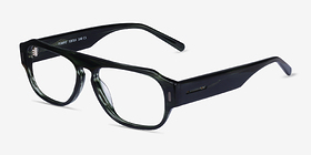 Tempo Green Striped Acétate Montures de lunettes de vue d'EyeBuyDirect, Vue d'Angle