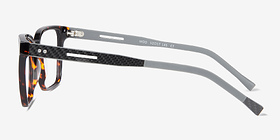 Mod Tortoise Gray Carbon-fiber Montures de lunettes de vue d'EyeBuyDirect, Vue de Côté