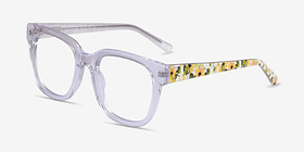 Snapdragon Clear Floral Acétate Montures de lunettes de vue d'EyeBuyDirect, Vue d'Angle