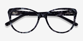 Thalia Gray Tortoise Acétate Montures de lunettes de vue d'EyeBuyDirect, Vue Rapprochée