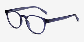 Hawthorne Crystal Dark Blue Plastique Montures de lunettes de vue d'EyeBuyDirect, Vue d'Angle
