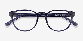 Hawthorne Crystal Dark Blue Plastique Montures de lunettes de vue d'EyeBuyDirect, Vue Rapprochée