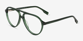 Verbena Crystal Green Acétate Montures de lunettes de vue d'EyeBuyDirect, Vue d'Angle