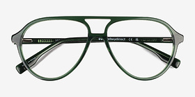 Verbena Crystal Green Acétate Montures de lunettes de vue d'EyeBuyDirect, Vue Rapprochée