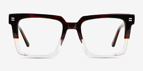 Vineyard Brown Clear Acétate Montures de lunettes de vue d'EyeBuyDirect, Vue de Face