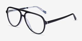 Loft Noir Acétate Montures de lunettes de vue d'EyeBuyDirect, Vue d'Angle