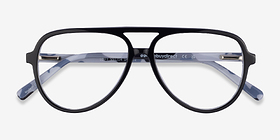 Loft Noir Acétate Montures de lunettes de vue d'EyeBuyDirect, Vue Rapprochée