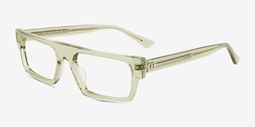 Mox Crystal Olive Green Acétate Montures de lunettes de vue d'EyeBuyDirect, Vue d'Angle