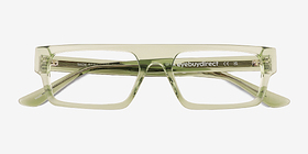 Mox Crystal Olive Green Acétate Montures de lunettes de vue d'EyeBuyDirect, Vue Rapprochée