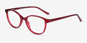 Dollop Rouge Plastique Montures de lunettes de vue d'EyeBuyDirect, Vue d'Angle